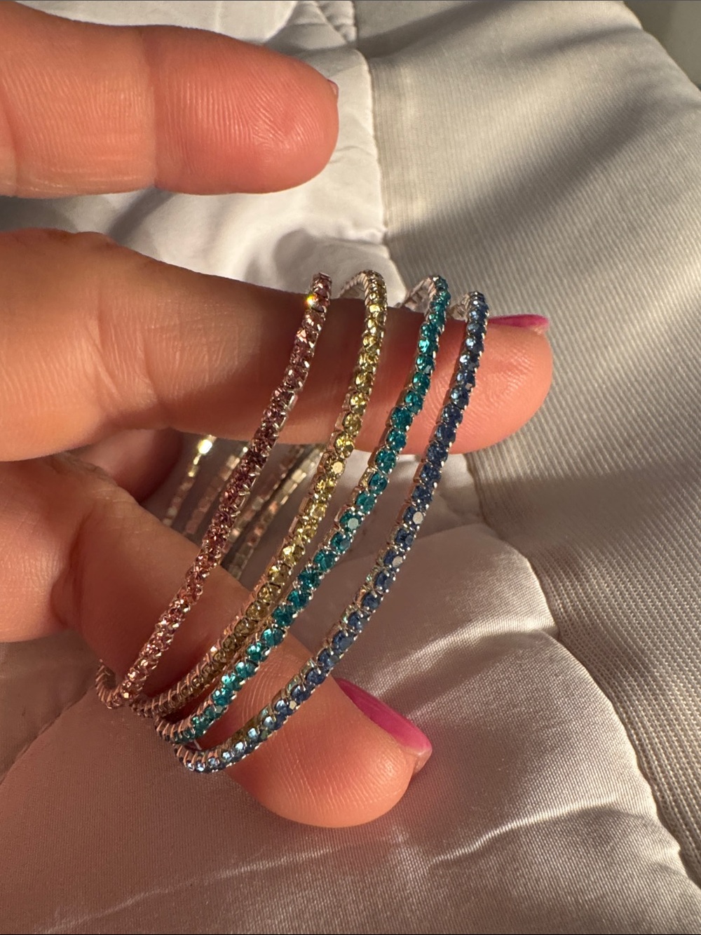 Multicolor Crystal Tennis Bracelet Set - Women Jewelry